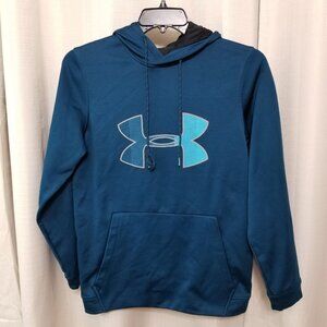 Under Armour Graphic Print Hoodie Sweatshirt Men's Size Small Teal Blue Green